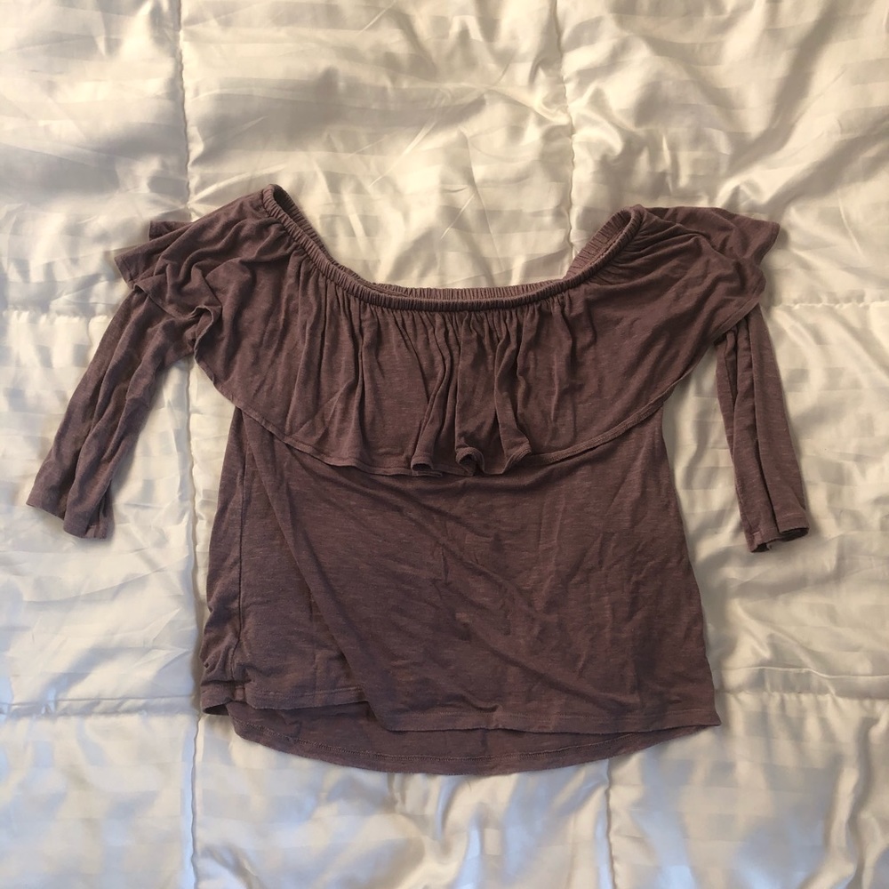 American Eagle Purple Ruffle Long Sleeve